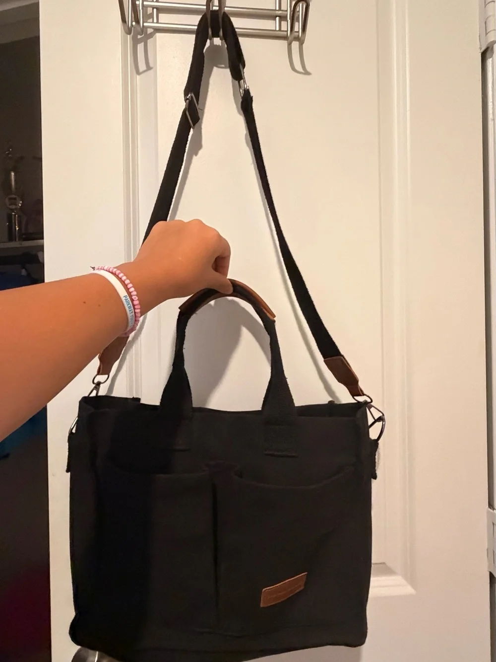 Black Men's Canvas Tote Shoulder Bag